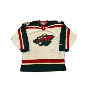 Vintage 90s CCM Air-Knit Minnesota Wild NHL Hockey Jersey White Men's Large